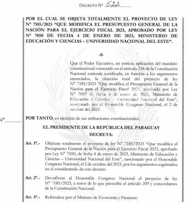 Presidente rechaza aumento salarial para funcionarios y docentes de la UNE – Diario TNPRESS