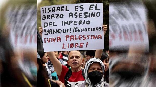 Protesta a favor de Palestina frente a la embajada de EE.UU. en Ciudad de México