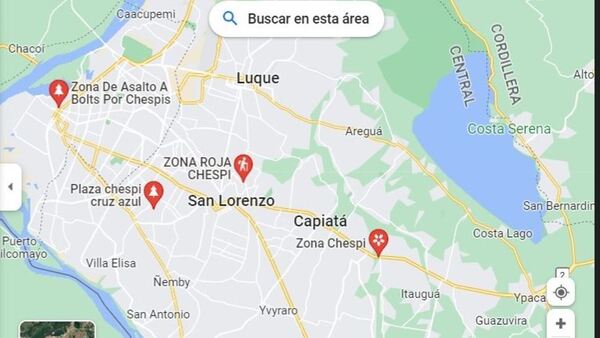 Marcando Zona chespi en mapa, la gente se avisa sobre peligro