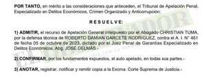Cámara sostiene que es indispensable mantener en prisión a Roberto Garcete