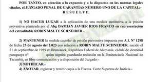 Alemán requerido por lavado aguardará extradición en prisión preventiva