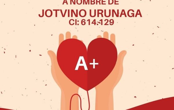 Jotvino Urunaga necesita donantes de sangre