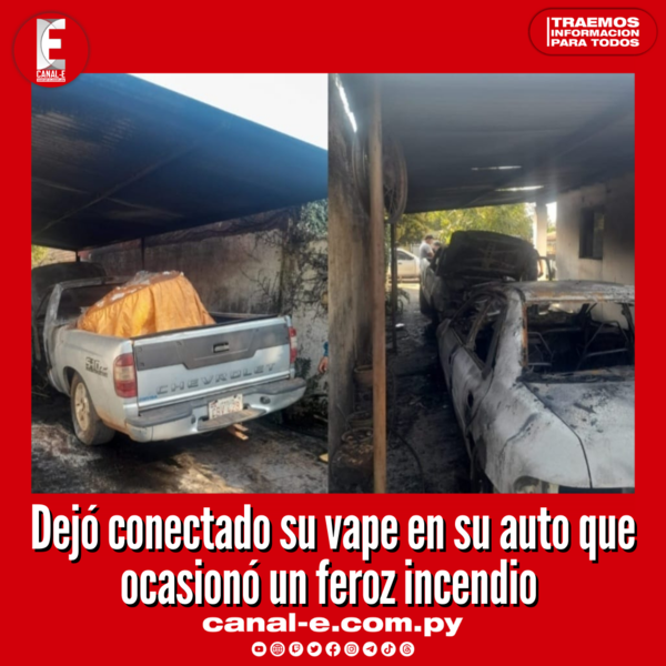 Dejó conectado su vape en su auto que ocasionó un feroz incendio