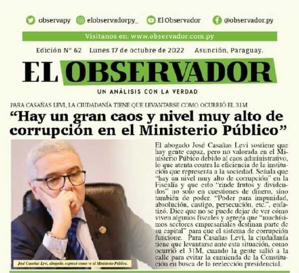 “Hay un gran caos y nivel muy alto de corrupción en el Ministerio Público”