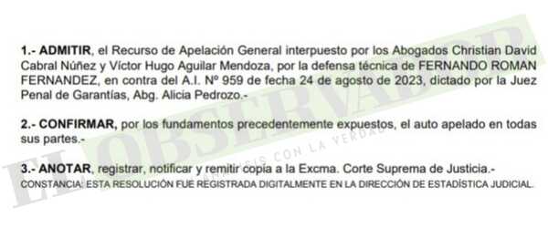 Cámara rechaza nulidad de imputación promovida por exdirectivo de MOCIPAR