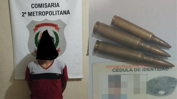 Detienen a boliviano por intentar meter al Defensores cartuchos de fusil