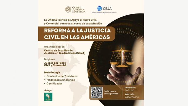 Invitan al curso de capacitación “Reforma a la Justicia Civil en las Américas”