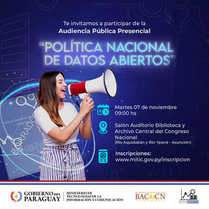 MITIC invita a audiencia pública presencial sobre Política Nacional de Datos Abiertos