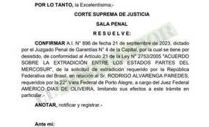 Sala Penal confirma desistimiento por parte de Brasil de extradición de narcoempresario