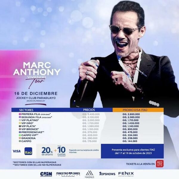 Diario HOY | Finaliza preventa de entradas para concierto de Marc Anthony en Paraguay