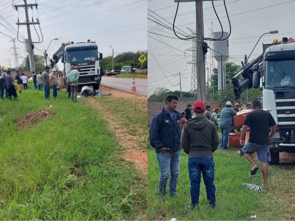 Dos trabajadores tercerizados de la Ande mal lesionados tras caer de lo alto de una grúa