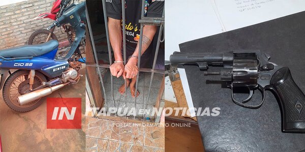 DETUVIERON A SUJETO ARMADO Y RECUPERARON MOTOCICLETA PRESUMIBLEMENTE HURTADA - Itapúa Noticias