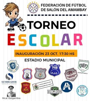 Este lunes 23 de octubre inicia el Torneo Escolar 2023 de fútbol de salón en Pedro Juan Caballero