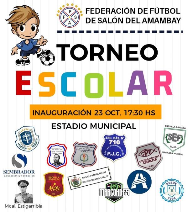 Este lunes 23 de octubre inicia el Torneo Escolar 2023 de fútbol de salón en Pedro Juan Caballero