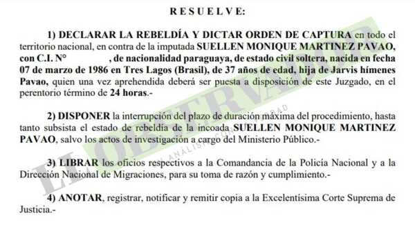Emiten orden de captura para hija de Jarvis Chimenes Pavão