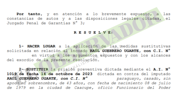 Otorgan arresto domiciliario a funcionario judicial imputado por falsificar resoluciones