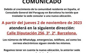 Consulado de Paraguay en Barcelona cambia de sede en noviembre