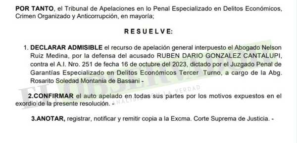 Exgerente insiste con salir de la cárcel y Tribunal confirma su prisión preventiva