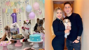 Guillermo Paiva y su novia celebraron el cumple de su perrhija