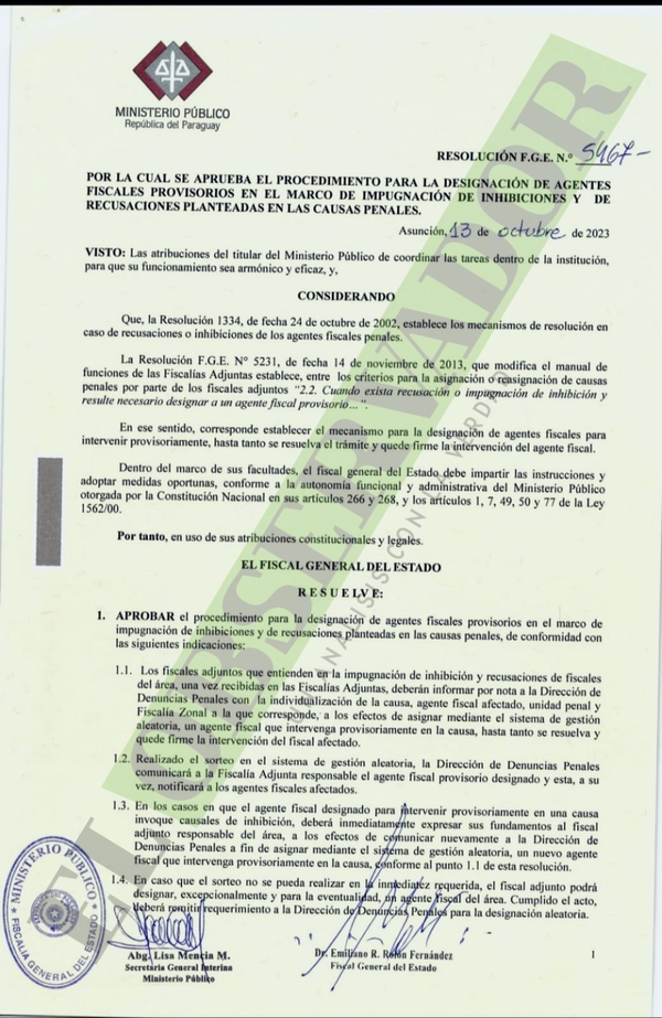 Designación de fiscales provisorios ante recusaciones, ahora se hará por sorteo