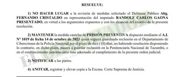 Ratifican prisión para funcionario judicial imputado por presunta falsificación de resoluciones