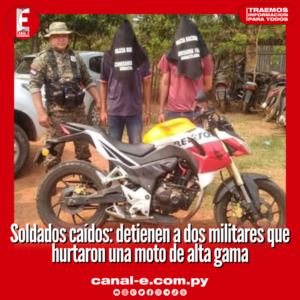 Soldados caídos: detienen a dos militares que hurtaron una moto de alta gama