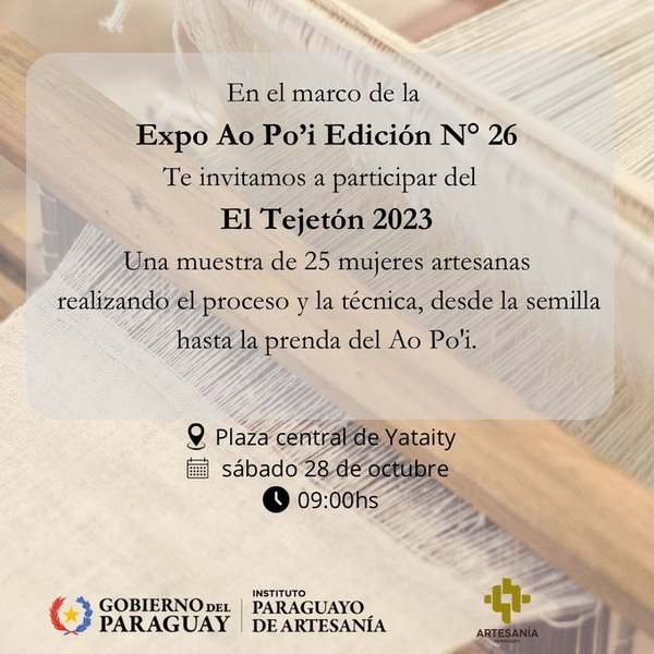 Expo Ao Po'i se realiza este sábado 28 en Yataity