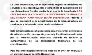 Marangatu con servicios suspendidos el 28 y 29 de octubre