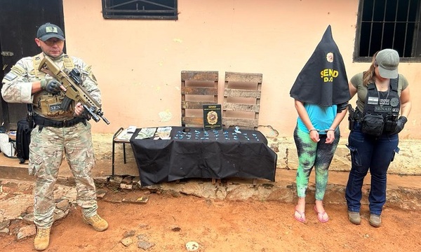 Distribuidora de cocaína detenida por la SENAD en Itauguá