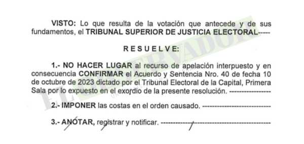 TSJE ratifica a Hugo Fleitas como presidente del PLRA