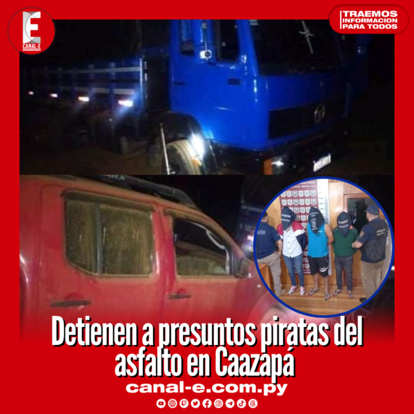 Detienen a presuntos piratas del asfalto en Caazapá