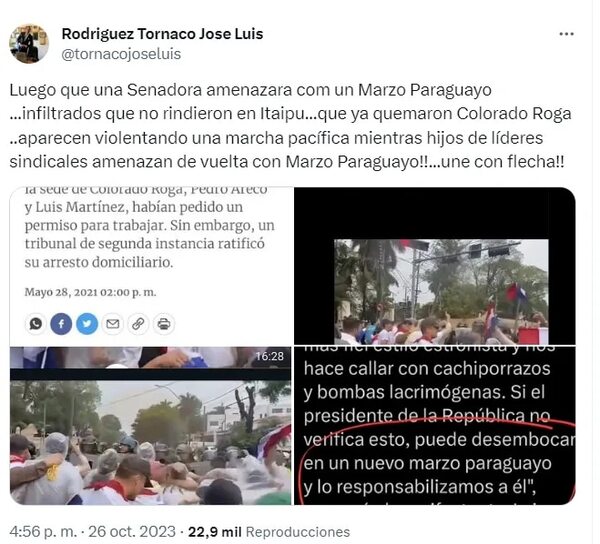 Asesor de Itaipú confundió a manifestante con imputado por incendio en Colorado Róga - Economía - ABC Color