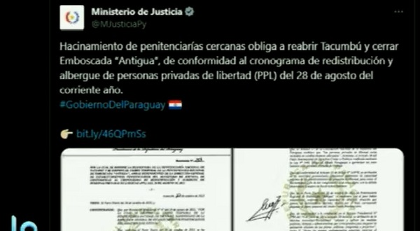 Justicia reabrirá la cárcel de Tacumbú - Noticias Paraguay