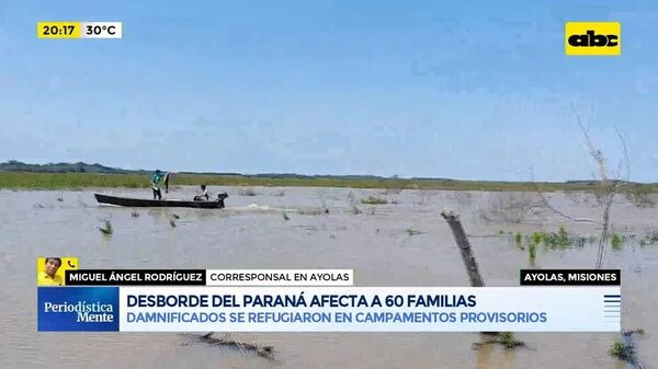 Video: desborde del río Paraná afecta a familias en Ayolas - Periodísticamente - ABC Color