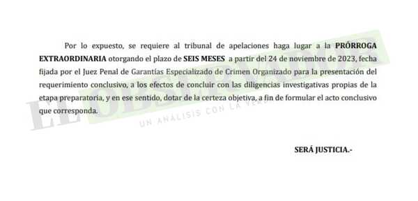 Fiscal pide seis meses más para investigar a Erico Galeano