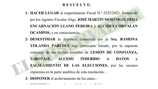 Desestiman denuncia contra titular del TSJE promovida por senadora Yolanda Paredes