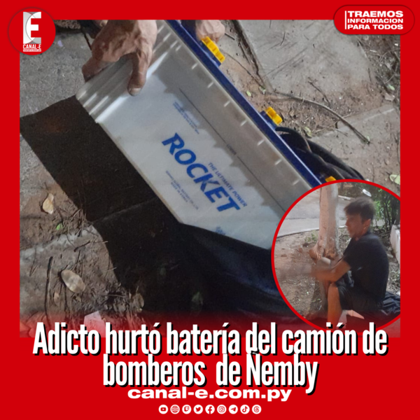 Adicto hurtó batería del camión de bomberos de Ñemby