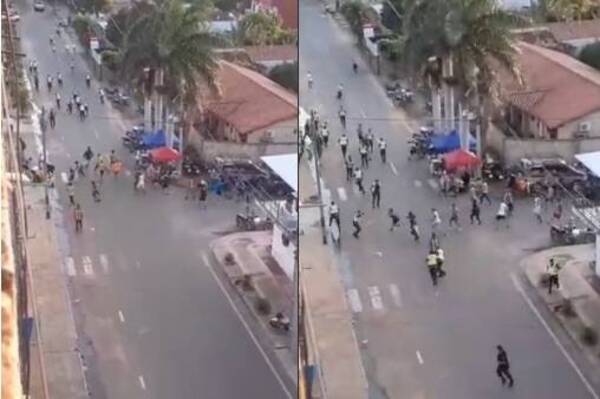 [VIDEO] ¡Nada raro! Chancholingans rapiñan auto y se agarran con la policía