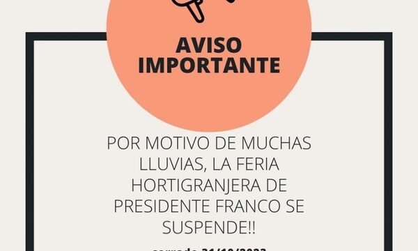 Suspenden feria en Franco