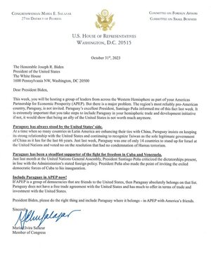 Congresista estadounidense pide a Biden que tenga en cuenta a Paraguay | 1000 Noticias