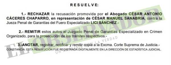 Cámara rechaza pretensión de acusado de apartar a jueza .