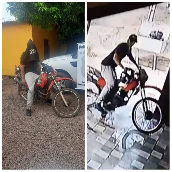Joven cae con motocicleta hurtada y también por poseer orden de captura