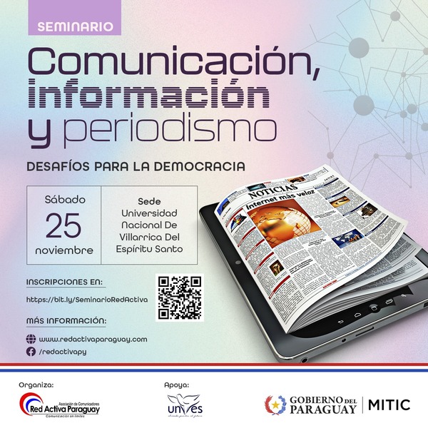 Asociación de Comunicadores Red Activa Paraguay realizará Seminario sobre comunicación, información y periodismo
