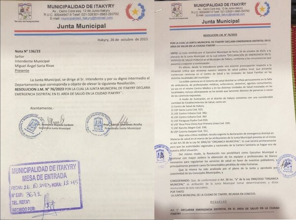 Itakyry declara emergencia sanitaria por falta de médicos y ambulancias · Radio Monumental 1080 AM