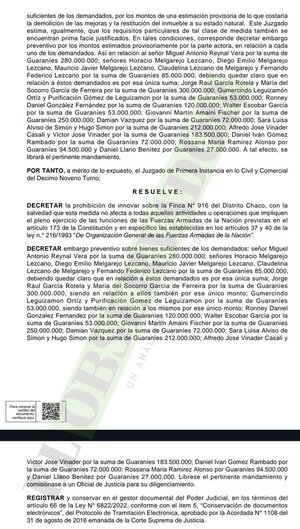 Blindan finca 916 y ordenan embargo de bienes por G 1.800 millones de ocupantes VIP