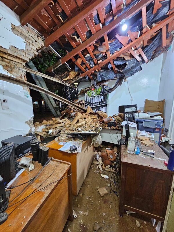 Frondoso árbol cayó y produjo serios daños materiales en hospital de San Juan Nepomuceno | 1000 Noticias