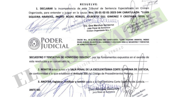 Tribunal Especializado se declara incompetente en causa por secuestro e intento de homicidio