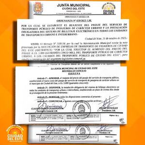 CDE: Municipalidad establece suba de pasaje y billetaje electrónico obligatorio | 1000 Noticias