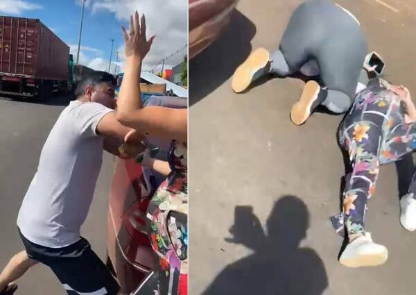 ¡Escándalo! Arriero agredió a embarazada en la calle ¡y la tiró al suelo!