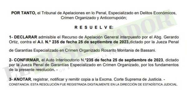 A Ultranza Py: Cámara confirma legalidad de detención de imputada por asociación criminal
